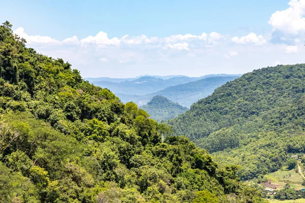 Les Nad Horou Údolím Zemědělskou Plantáží Vesnice Linha Nova Rio — Stock fotografie