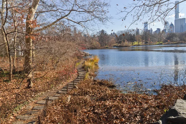 Wanderweg am Central Park See — Stockfoto