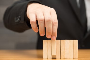 Seçme ahşap blok, işe alım kavramı işadamı