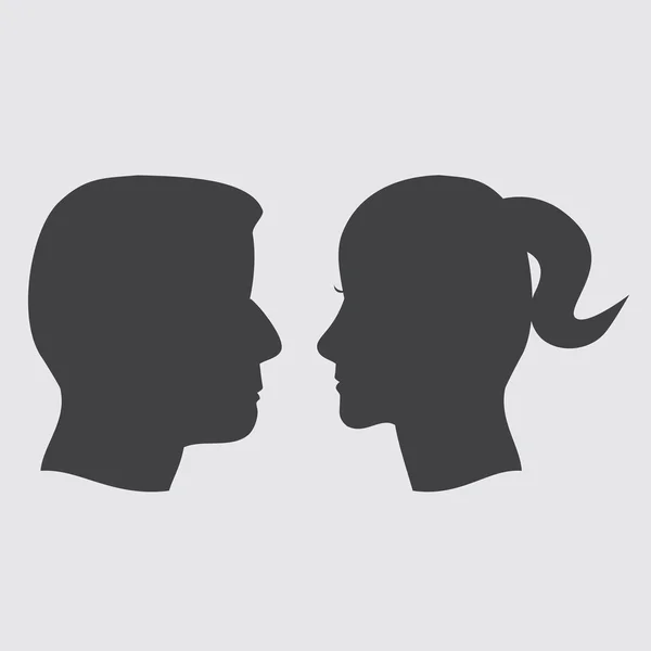 Man and Woman faces profiles — Stock Vector