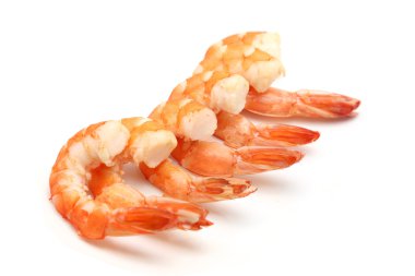 Beyaz arkaplanda karides izole edildi