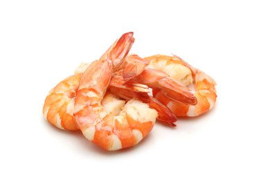 Beyaz arkaplanda karides izole edildi