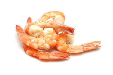 Beyaz arkaplanda karides izole edildi