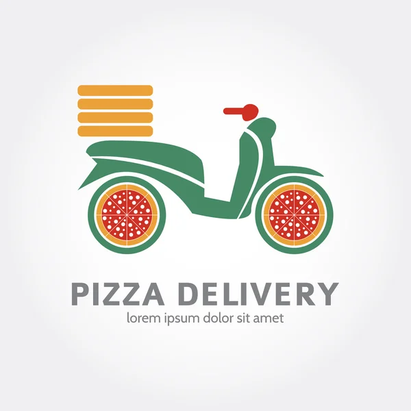 ピザ配達のロゴデザイン。食品配送のコンセプトのロゴタイプ ic — ストックベクタ
