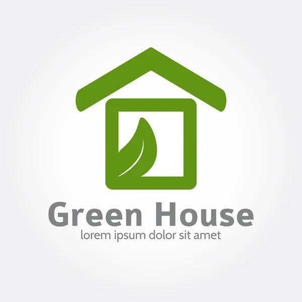 绿房子的标志设计。标识的生态住宅概念图标 — 图库矢量图片