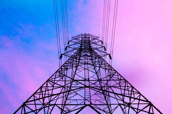 High voltage post in the evening — Stock Photo, Image