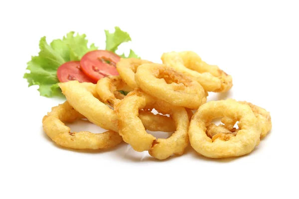 Fried onion on white background Stock Photo