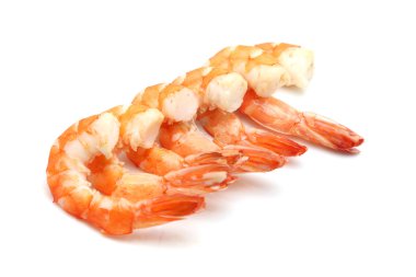 Beyaz arkaplanda karides izole edildi