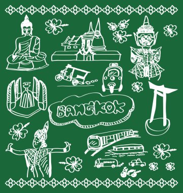 Elle çizilmiş okul yönetimi üzerinde şehir Bangkok, Bangkok doodles