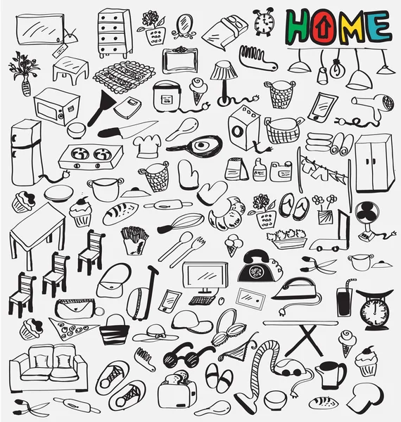 Set of home doodles — Stock Vector