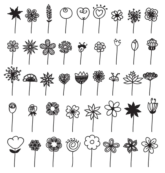 Conjunto de doodle flor —  Vetores de Stock