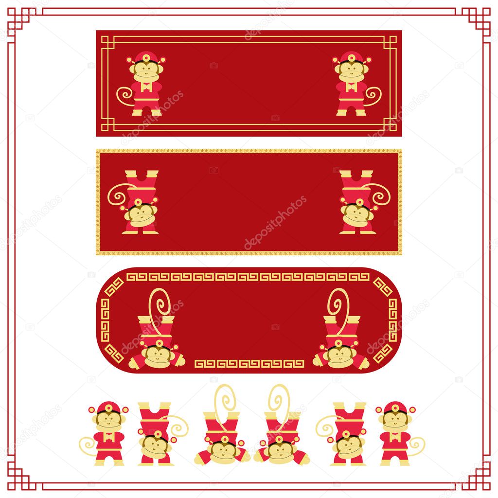Chinese 2016 New Year of the Monkey for web banners or greeting 