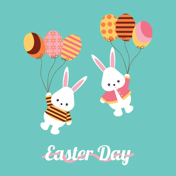 Easter bunnies and easter eggs bubble. Vector flat illustration — Stock Vector