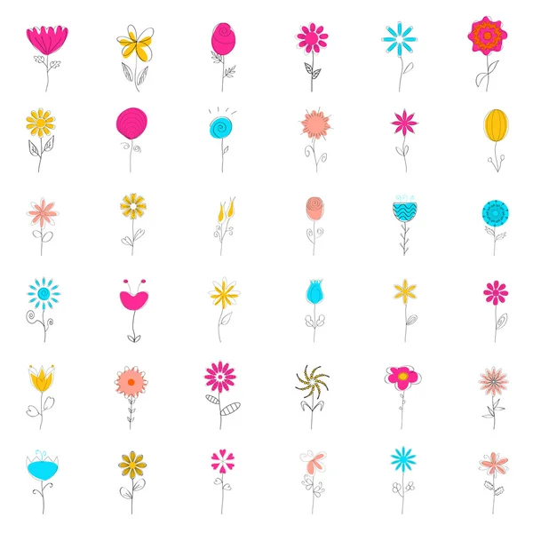 Colección de flores de primavera vector lindo — Vector de stock