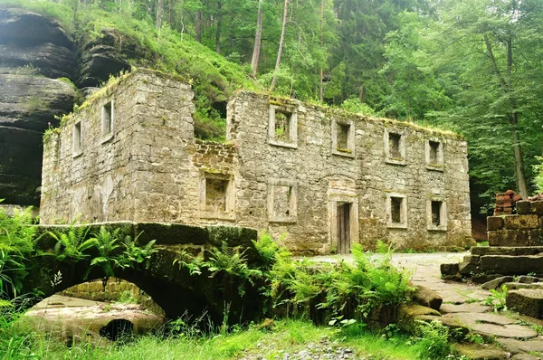 Vecchio mulino con fiume Kamenice — Foto Stock