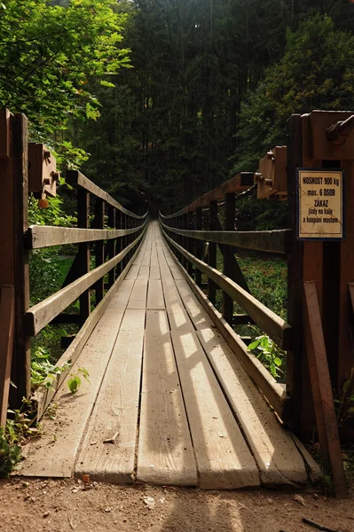 Dangerous wooden footbridge — Stock Photo, Image