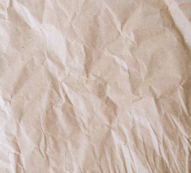 Kahverengi buruşmuş kağıt dokusu veya tasarım için arkaplan metin ve üst görünüm için kopyalama alanı. Paketleme malzemesi.