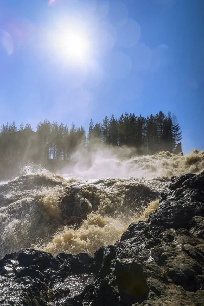 Malebný vodopád v slunečný den, vertikální — Stock fotografie