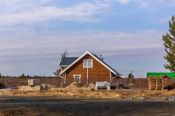 Деревянный Жилой Дом Деревне Летом — стоковое фото