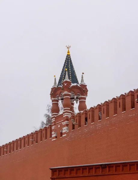 Стародавня Вежа Кремлівській Стіні Москві Архітектурним Шедевром — стокове фото