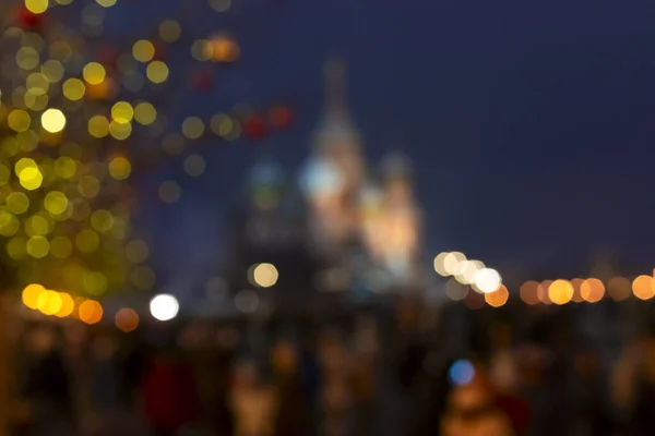 Bokeh Háttere Bazilika Katedrális Vörös Téren Moszkvában Karácsonykor — Stock Fotó