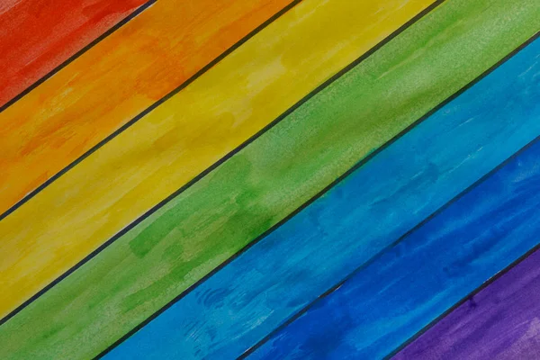 Muster Mit Streifen Aller Regenbogenfarben Der Richtigen Reihenfolge Aquarell — Stockfoto