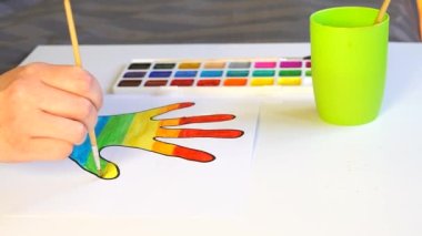 El ve fırça boyaları suluboya el çizimleri gerçek zamanlı