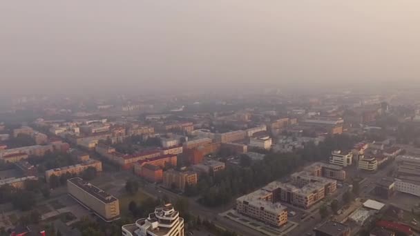 Vue Aérienne Centre Ville Petrozavodsk Recouvert Épais Smog Causé Par — Video