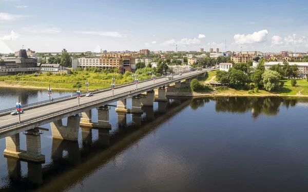 The bridge on Velokaya river in Pskov city — Stock Photo, Image