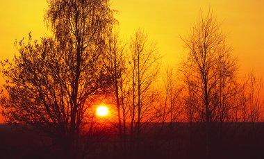 Günbatımı manzara parlak güneş