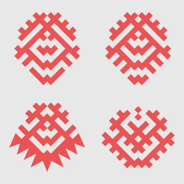 Шаблоны на основе ханты-мансийских сибирских народных украшений — стоковый вектор