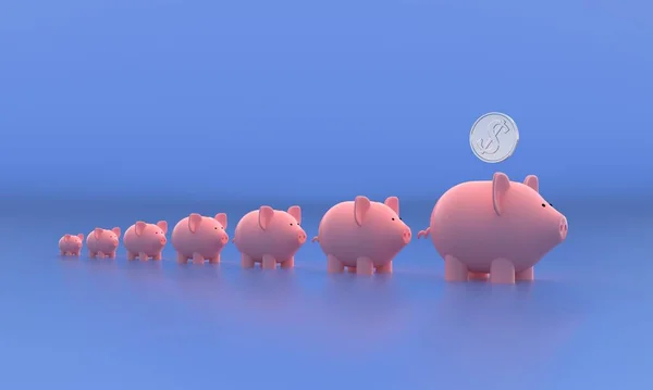 Coin Piggy Bank Renderização Para Conteúdo Dinheiro Conceito Sucesso Financeiro — Fotografia de Stock