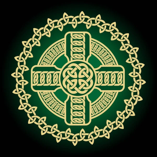 Векторна Графіка Кельтського Хреста Дуже Деталізована Ірландською Традицією — стоковий вектор