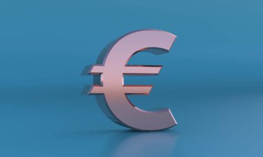 Altın Euro işareti. 3 boyutlu para birimi sembolü, para birimi simgesi. 3d oluşturma