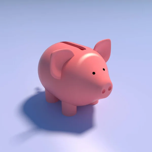 Pink pig piggy bank on blue background, 3d illustration
