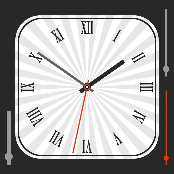 Vintage Rounded Square Watch Dial With Arrows. — Stock Vector