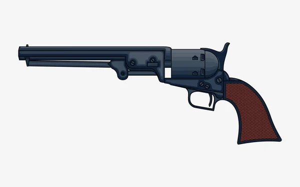 Revolver Pistol vector geïsoleerde illustratie. Vintage Colt Revolver Tekenen — Stockvector