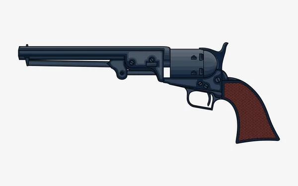 Revolver Pistol vecteur illustration isolée. Vintage Colt Revolver dessin — Image vectorielle