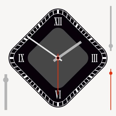 Vector vintage black diamond-shaped watch dial with arrows. Illustration clip-art clipart