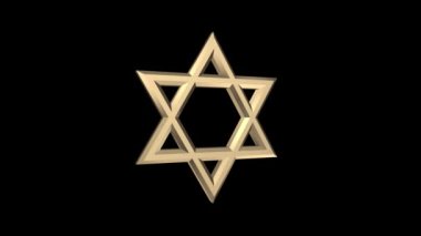 Davut 'un Yıldızı ekseni 3d animasyonunda dönüyor. Kusursuz döngü. Luma Matte içeriyor. 4K