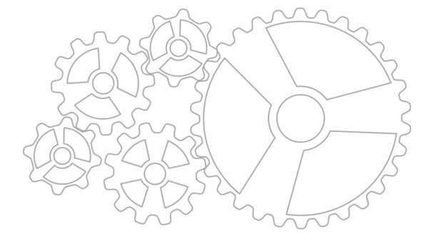 Rotating Outline Gear Mechanism. Abstract Gears Animated Background — Stock Video