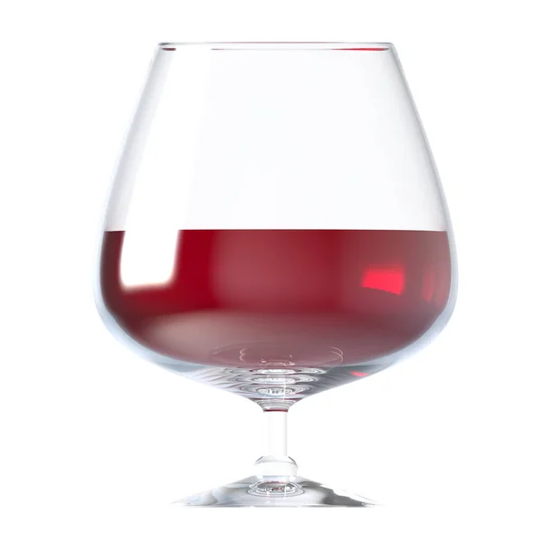 Vidrio con brandy sobre un fondo blanco aislado. Renderizado 3D — Foto de Stock