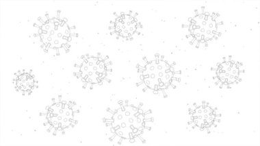 Beyaz arka planda gri koronavirüs molekülleri kolonisi. Coronavirus tehlikeli grip. 4K