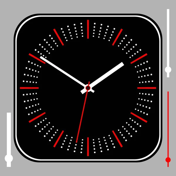 Вінтажний чорний круглий квадратний годинник набір зі стрілками . — стоковий вектор