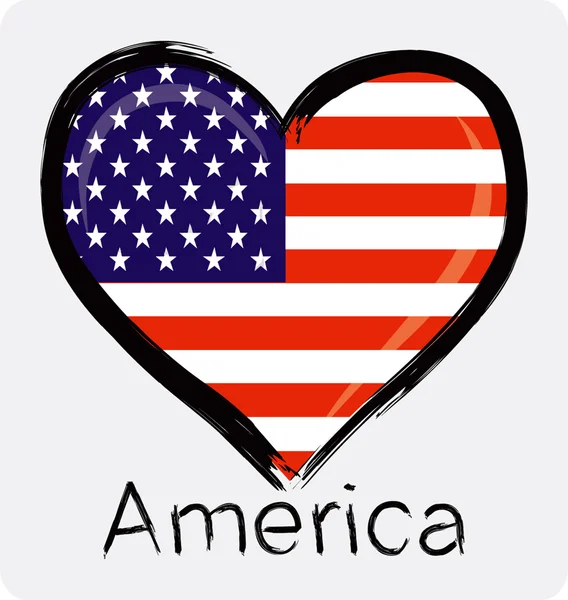 Liebe amerikanische Flagge mit auf Grunge — Stockvektor
