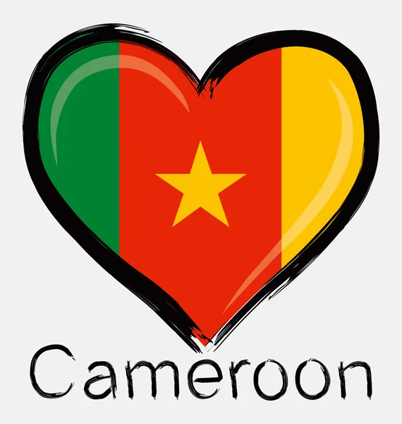 Kamerun grunge bayrak seviyorum — Stok Vektör