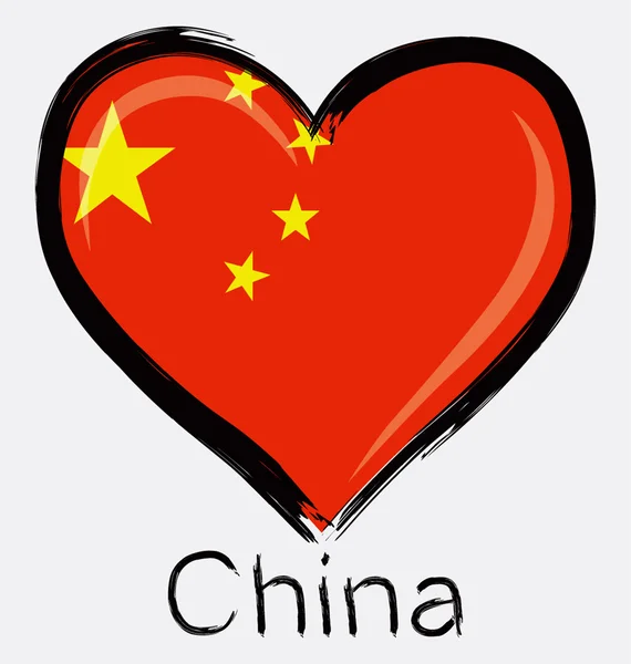 Love China grunge flag — Stock Vector