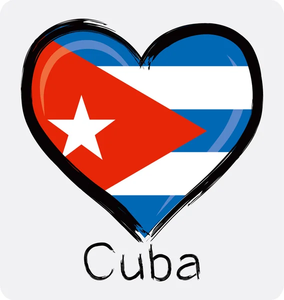 Liefde Cuba grunge vlag — Stockvector