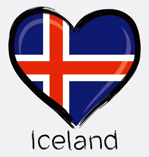Amor Islândia Bandeira — Vetor de Stock