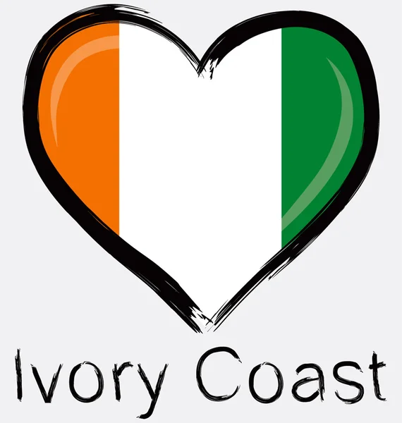 Love ivory coast flag — Stock Vector